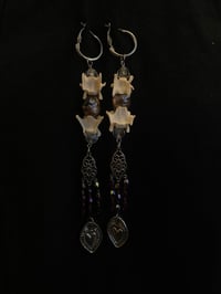 Sacred Heart Snake Vertebrae Rosary Earrings 