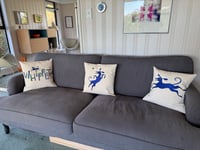 Image 4 of Whippet Cushion Cover - Blue whippet & ball