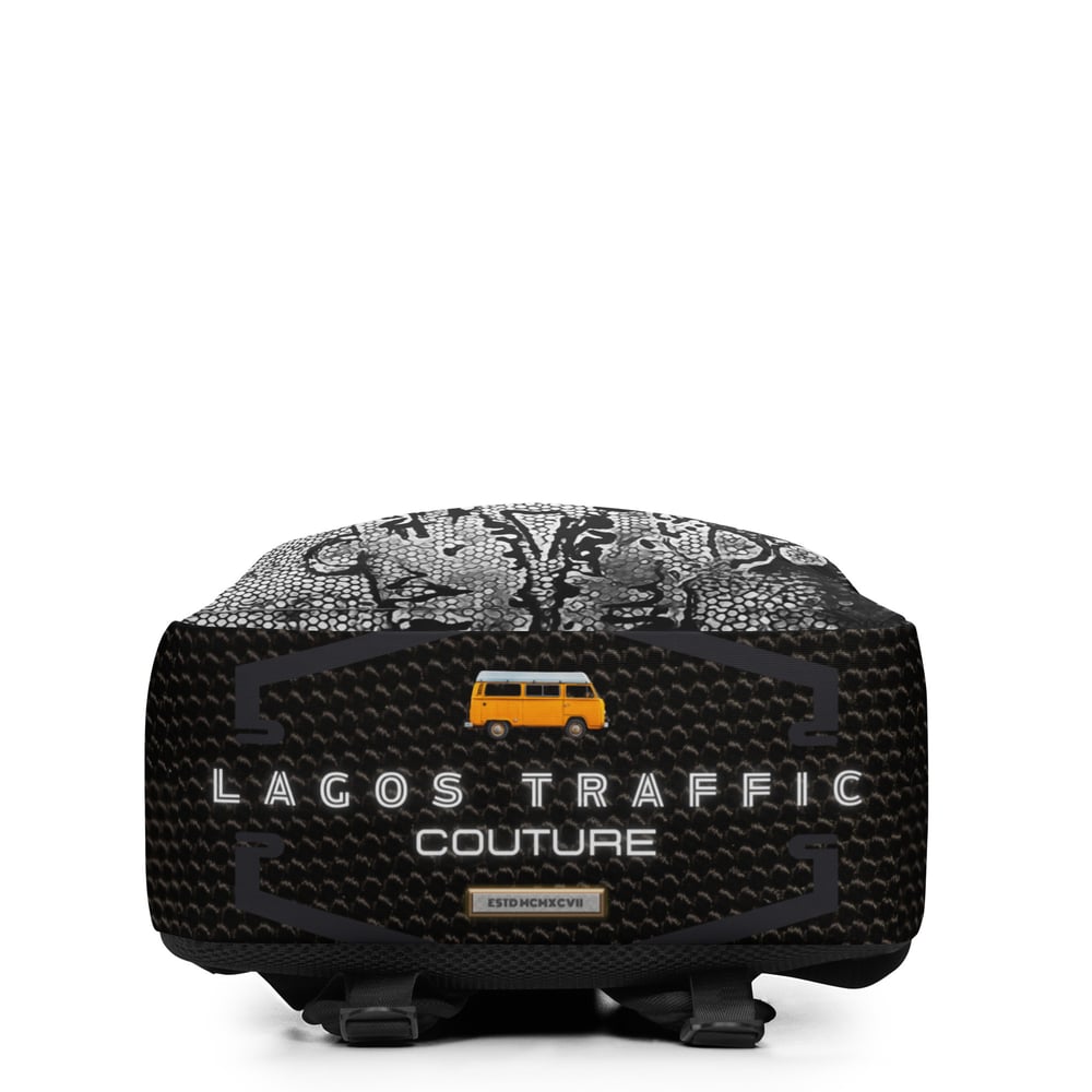 LAGOS TRAFFIC COUTURE LAPTOP TRAVELER'S BACKPACK (ICONIC STANCE BLK/WHT)