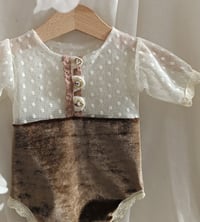 Image 2 of Newborn girls bodysuit | Fiorenza | brown | vanilla|  short sleeves