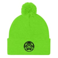 Image 2 of Pom-Pom Beanie Black Embroidered logo