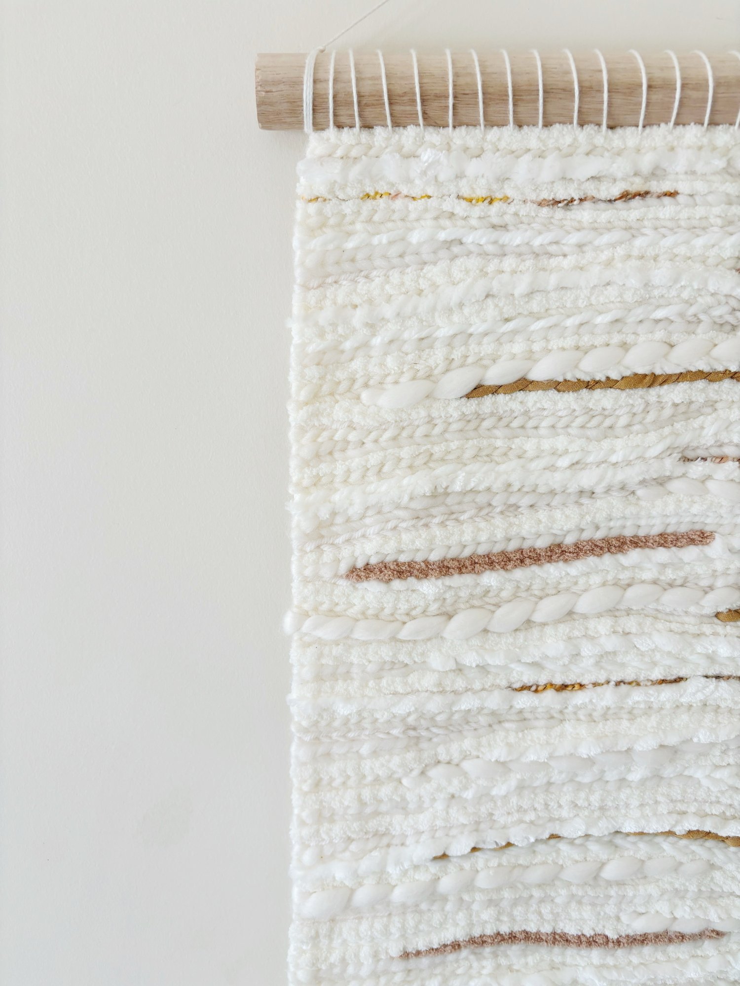 Image of Woven Wall Hanging - White, Textured, Abstract (large).