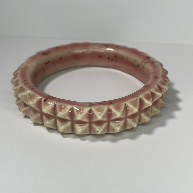 Speckled Pale Pink Studded Bracelet - 7.50 in Inner Diameter