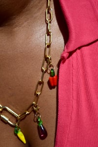 Image 2 of Fruit and Vegetables Removable Gold Plated Colourful Fun Adjustable hand made Necklace
