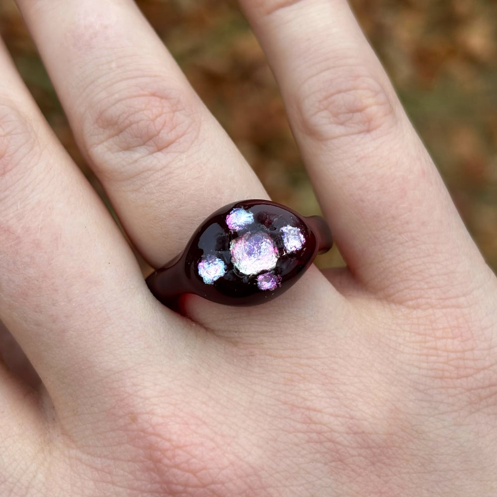 Image of deep red baroque ring
