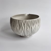 Image 3 of Matcha Bowl with Spout - White Carvings