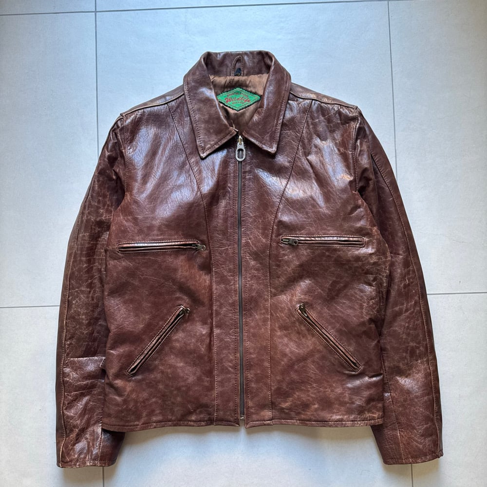 Image of 1990s Heavyweight Leather Cropped Jacket, Size Large