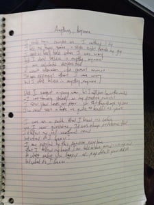 Image of Handwritten Lyrics - One Song