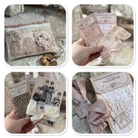 Image 3 of Vintage lace zipper pouch full of vintage french sewing notions