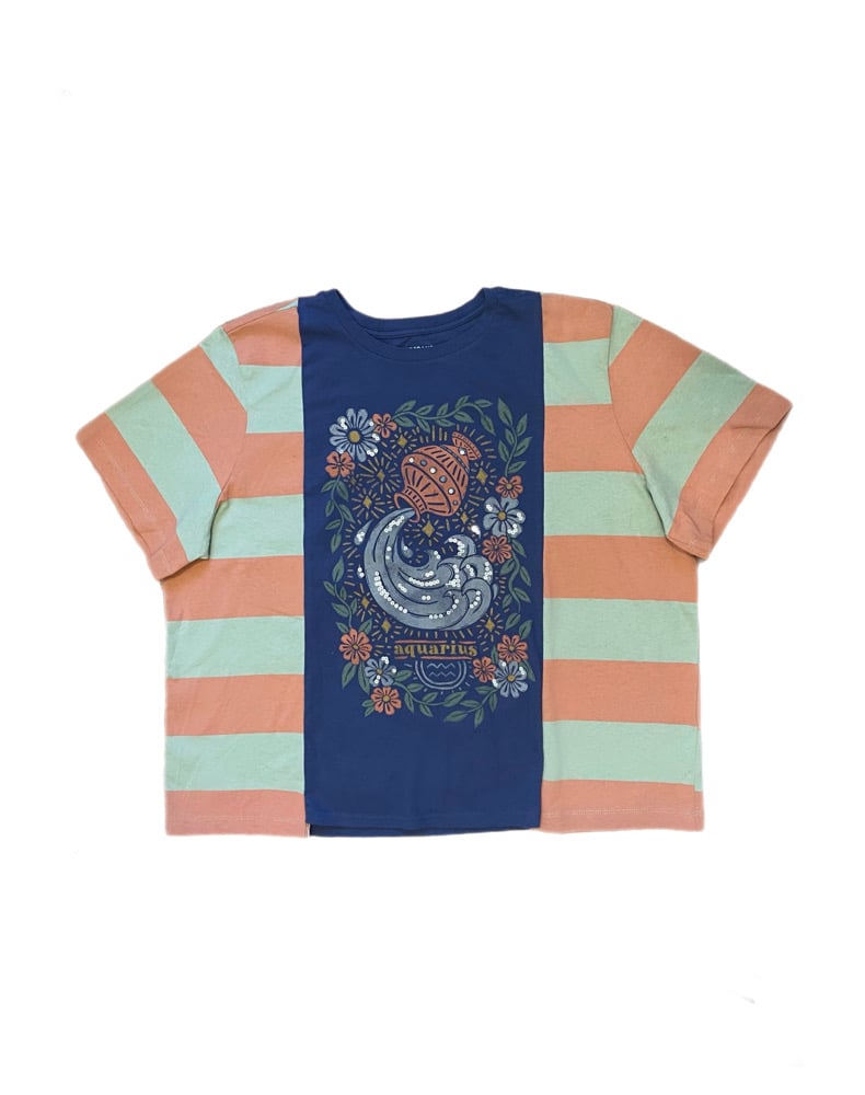 Aquarius Stripe Sleeve Tee