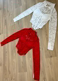 Image 1 of Lace cut out corset top - 2 colours 