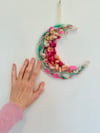 Pink & Mint Candy moon. Woven Wall hanging