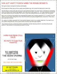 Image 3 of Vlad the Vegan Vampire 8" x 10" Quilt Block Pattern PDF