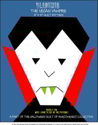 Image 2 of Vlad the Vegan Vampire 8" x 10" Quilt Block Pattern PDF