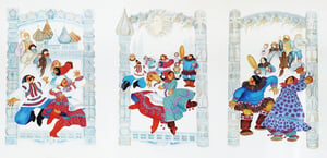 Image of Russia Alaska Reunion, Triptych  - Shipping Included