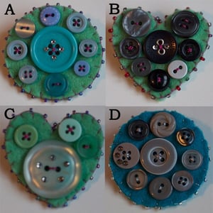 Image of Button brooch - Greens and Blues