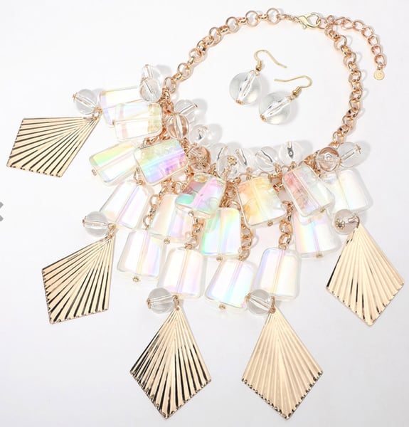 Image of  Iridescent Bling of love Necklace (Gold)