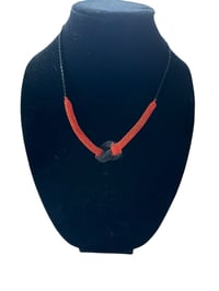 Image 1 of Python Orange and Black Crochet Wire Knot Necklace