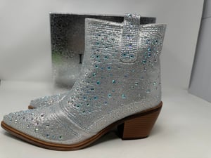 Image of  rhinestone Silver cowgirl Boots  women’s Size 11 - Free Shipping 