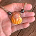 Image of Hawaiian sunrise shell necklace with Tahitian pearls 16 inch