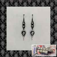 Black Skull Victorian Hand Mirror Earrings