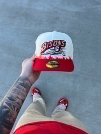 Image 1 of  TAN BRIM TRI TONE BUFFALO BISONS CUSTOM FITTED CAP
