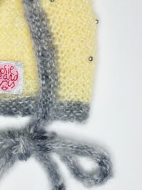 Image 6 of Soriano: Sofie and Iris Butter Yellow and Grey Mohair Beaded Bonnet