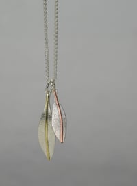 Image 1 of Recycled Silver Olive Leaves Necklace – Brass & Copper Veins | Olivo Collection