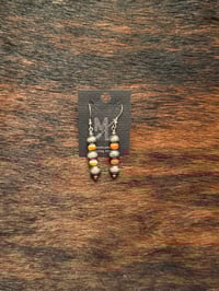 Image 2 of 7mm-8mm Sterling Silver Pearls & Orange Spiny Drops 