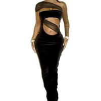 Image 2 of Black Diagonal Collar Sexy Dress valentine outfit valentines short sleeve elegant long