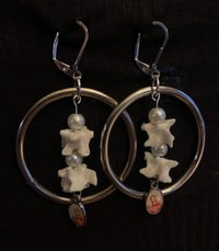 Pearl and Snake Vertebrae Rosary Earrings