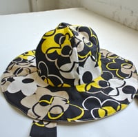 Image 2 of Reworked Wide Brim Hat 60s Flower Power Medium