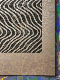 Image 1 of Original Lino Print - Waves 1 - Beige Brocade