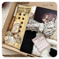 Image 4 of box of vintage french lace and sewing notion supplies