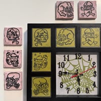 Image 3 of Linocut Skull clock