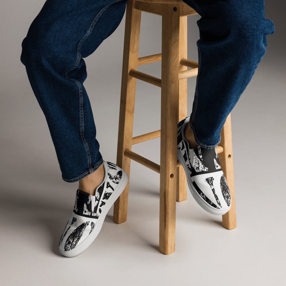 BLACK AND WHITE S.O.N.S SLIP-ON CANVAS SHOES