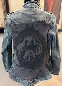 Image 1 of Vintage Green Camo Print Jean Jacket Led Zeppelin