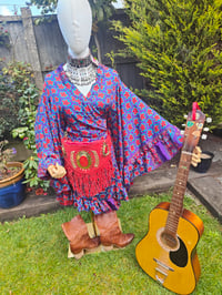 Image 7 of Amara Wrap dress - Blues reds 10-16 uk