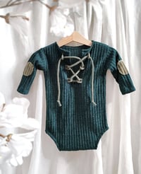 Image 1 of Sitter boys bodysuit for photoshoots| Charlie | emerald  green | 9-12 months