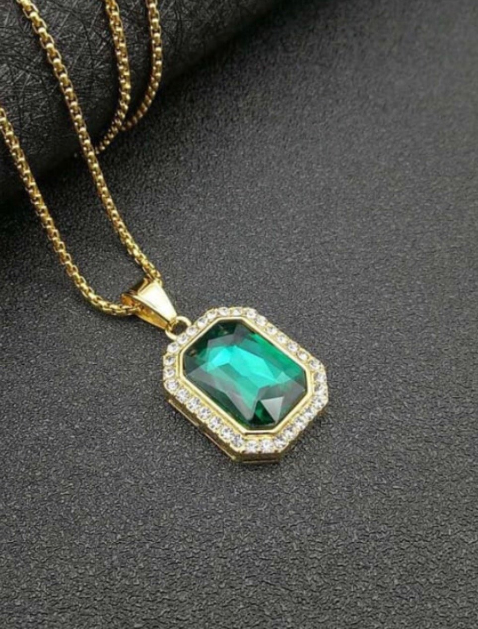 Image of “Emerald Island” Glass & 14k Gold Plated Titanium Steel Necklace