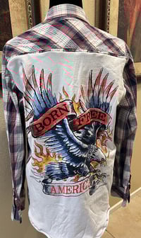 Vintage White/Red/Blue Cotton Shirt American Eagle Born Free