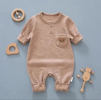 Image 2 of Boys Girls Ribbed Coloured Bear Romper