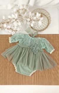 Image 1 of Sitter girls body-dress with flowers | Stella | sage