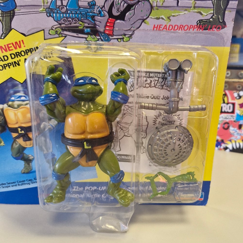 Image of Vintage Teenage Mutant Ninja Turtles Head Droppin’ Leonardo Figure – Playmates 1991
