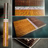 Image 1 of Layered Burlap Micarta & Leopardwood Segmented Knife Scales