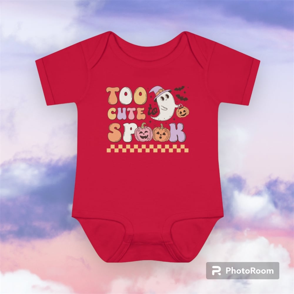 Image of Too cute to spook baby bodysuit