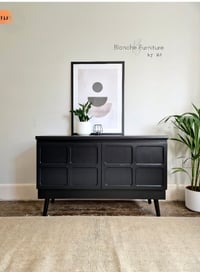 Image 2 of Nathan Sideboard in Black on Black wooden tapered legs