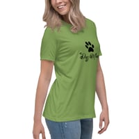 Image 9 of Women's Relaxed T-Shirt, Dog Mom T-Shirt | Paw Print Dog Lover Script Graphic Tee
