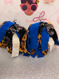 Image 1 of Blue Suede   Print  Tassel Earrings