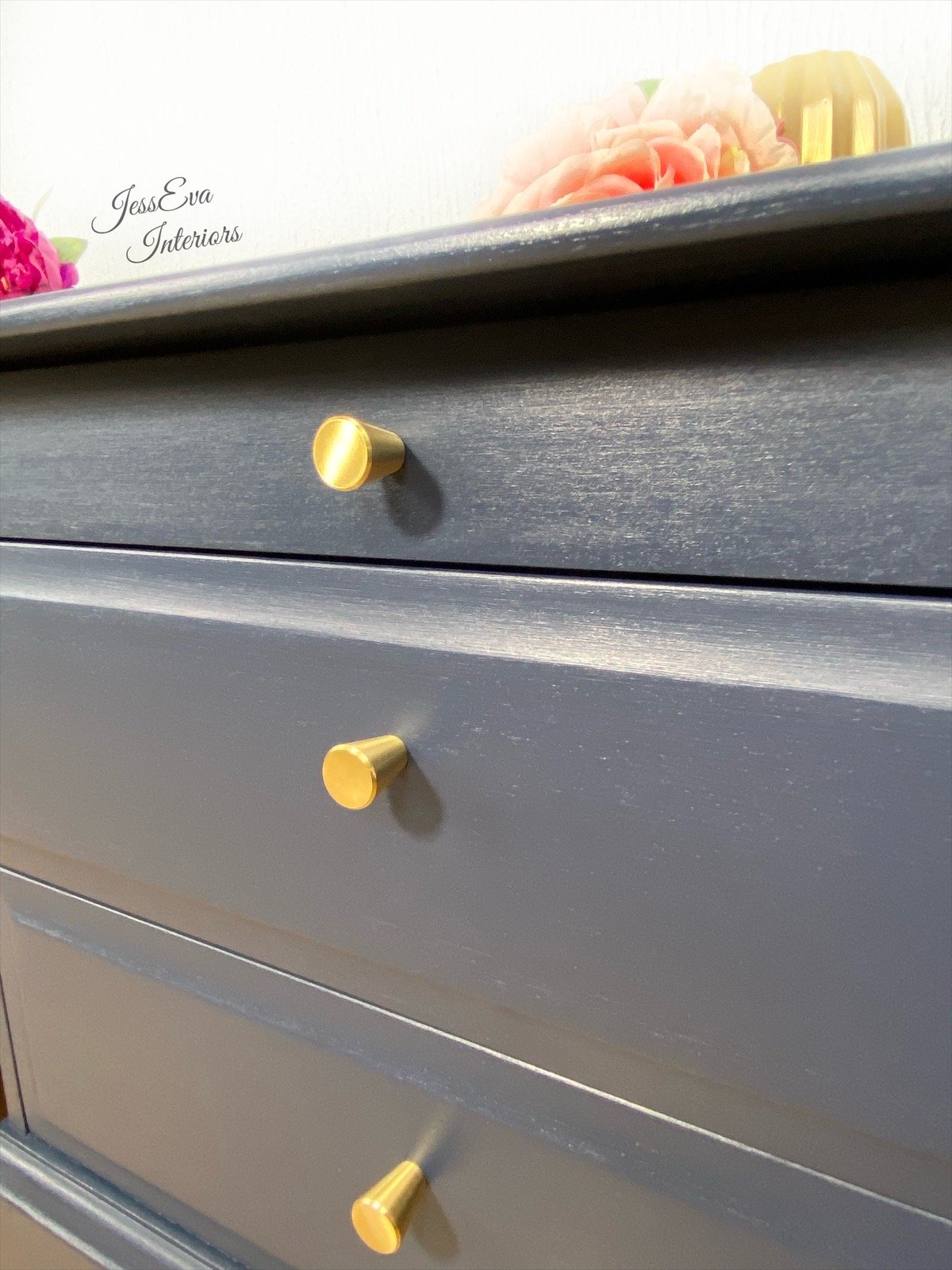 Navy blue Stag Minstrel Pair of Bedside Tables, Bedside Cabinets